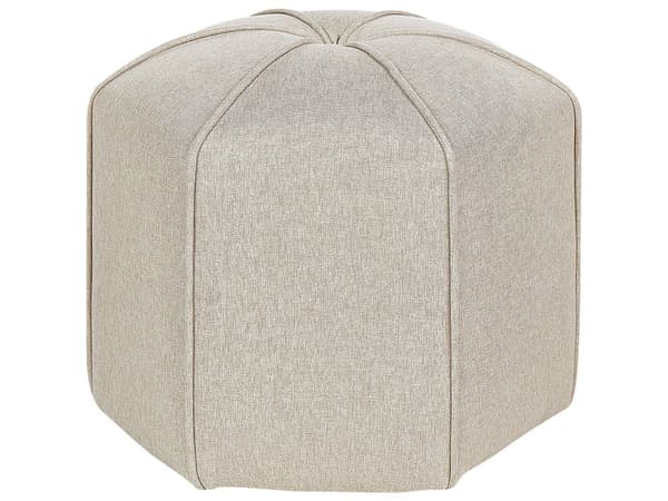 Puf Beige Linned ø 45 cm Hexagonal Siddepuf i Stof Multifunktionel Fodskammel Indendørs Stue Børnepuf Design