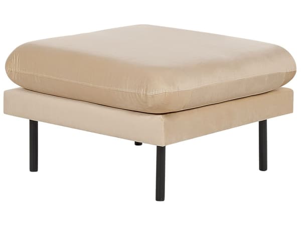 Fotpall Beige Sammetstyg Fyrkantig fotpall Metallben Glamourös Stil Vardagsrum