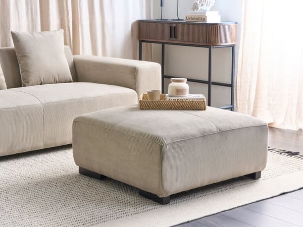 Rahi beige 80 x 35 x 80 cm vakosamettiverhoilu puujalat suuri neliö moderni