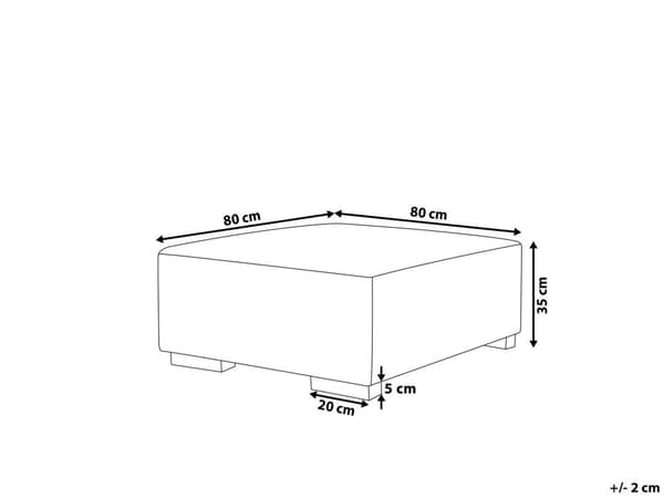 Rahi luonnonvalkoinen 80 x 35 x 80 cm vakosamettiverhoilu puujalat suuri neliö moderni