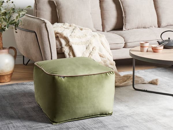 Rahi oliivinvihreä 50 x 50 x 30 cm samettiverhoilu EPS-täyte neliö vetoketjullinen moderni