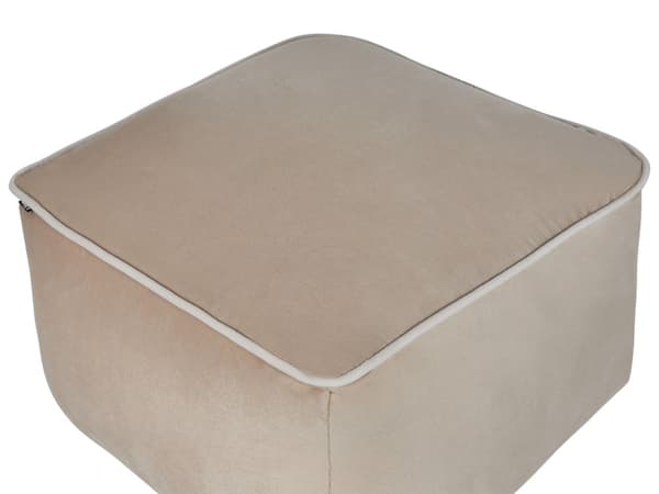Puff Sandbeige fløyel EPS Perlefylling Ensfarget mønster Firkantet Boho Moderne Stoff Fotskammel