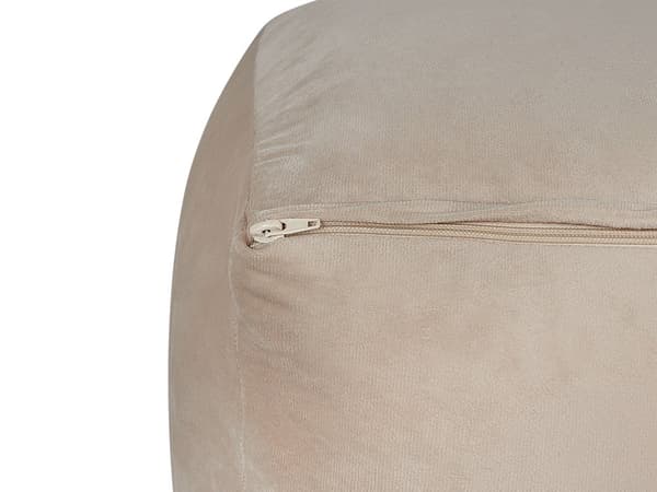 Puff Sandbeige fløyel EPS Perlefylling Ensfarget mønster Firkantet Boho Moderne Stoff Fotskammel