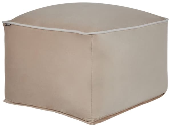 Puff Sandbeige Sammet EPS Pärlor Fyllning Solid Mönster Fyrkantig Boho Modern Tyg Fotpall