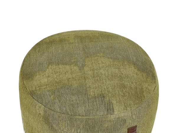 Puff Grønn Hvit Bomull 50 x 30 cm Rund form Dekorativt mønster Håndlaget Bohemsk stil Moderne stil Tilbehør Stue Soverom