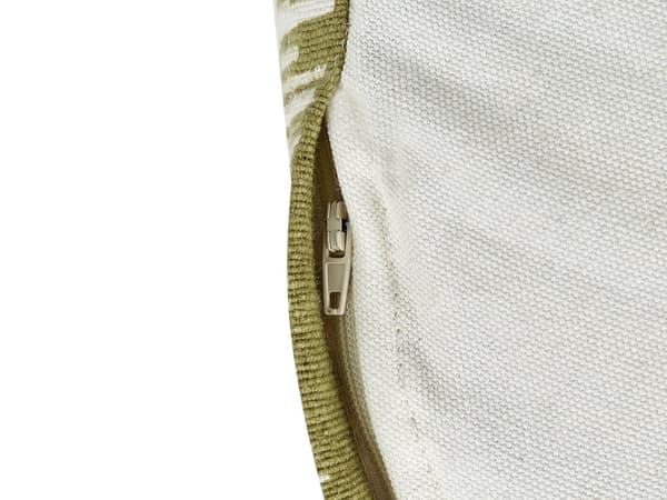 Puff Grønn Hvit Bomull 50 x 30 cm Rund form Dekorativt mønster Håndlaget Bohemsk stil Moderne stil Tilbehør Stue Soverom