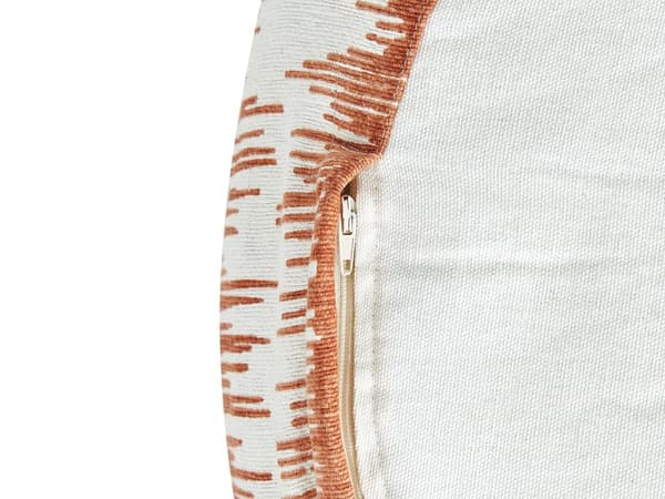 Puff Oransje Hvit Bomull 50 x 30 cm Rund form Dekorativt mønster Håndlaget Bohemsk stil Moderne stil Tilbehør Stue Soverom