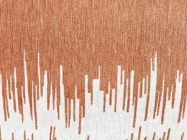 Puff Oransje Hvit Bomull 50 x 30 cm Rund form Dekorativt mønster Håndlaget Bohemsk stil Moderne stil Tilbehør Stue Soverom