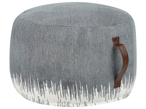 Puff Vit Grå Bomull 50 x 30 cm Gradient Tryckt Mönster Dekorativ Sits Handgjord Boho Modern Stil Vardagsrum Sovrum