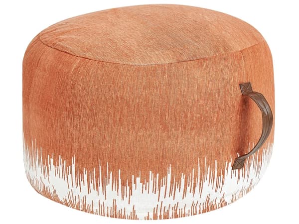 Puff Vit Orange Bomull 50 x 30 cm Gradient Tryckt Mönster Dekorativ Sits Handgjord Boho Modern Stil Vardagsrum Sovrum