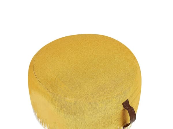 Puff Vit Gul Bomull 50 x 30 cm Gradient Tryckt Mönster Dekorativ Sits Handgjord Boho Modern Stil Vardagsrum Sovrum