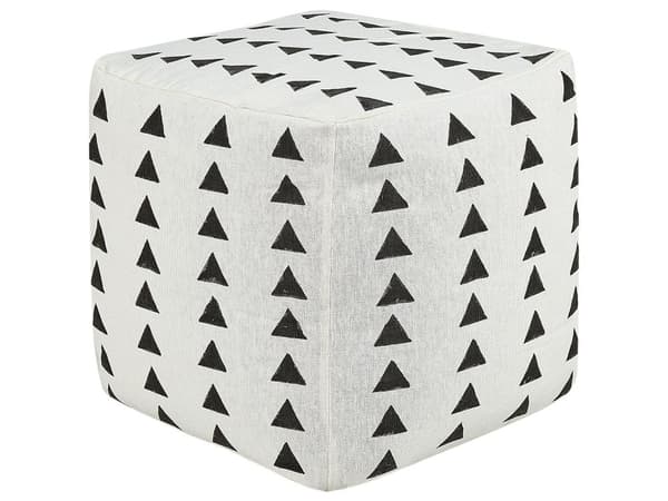Puff Vit och svart Bomull 45 x 45 cm Geometriskt mönster Dekorativ sittplats Handgjord Boho Modern Stil Vardagsrum Sovrum