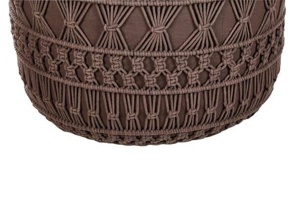 Puff Ottoman Fotskammel Brun Bomullsstoff 45 x 45 x 45 cm Håndvevd Perlefylling Firkantet