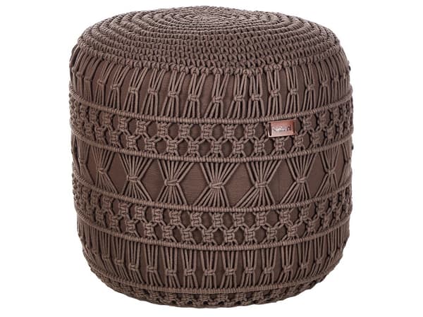Puff Ottoman Fotskammel Brun Bomullsstoff 45 x 45 x 45 cm Håndvevd Perlefylling Firkantet