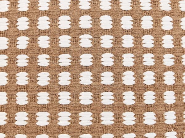 Puff Fotpall Beige Bomull och ull 50 x 50 x 30 cm Handvävda pärlor Fyllning Fyrkant