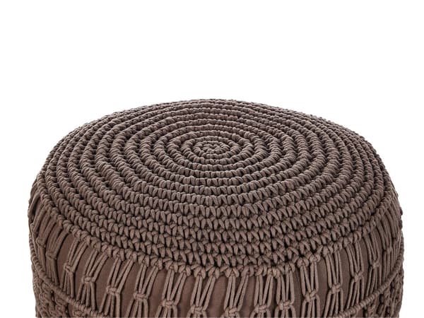 Puf Skammel Fodskammel Brun Bomuld 45 x 45 x 45 cm Håndvævet Perlefyld Firkantet Stue Værelse