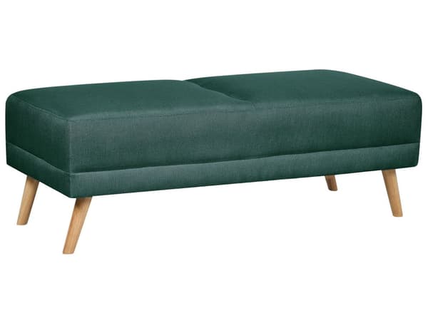 Sittpuff Grön Tyg Stoppad Rektangulär Ben i massivt trä Minimalistisk Modern Vardagsrum