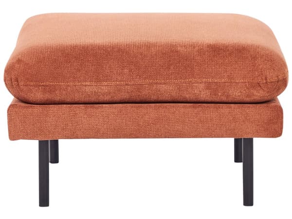 Fotpall Guldbrun Chenille Fyrkantig Sittpuff Metallben Glamourös Stil Vardagsrum