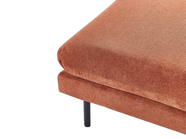 Fotpall Guldbrun Chenille Fyrkantig Sittpuff Metallben Glamourös Stil Vardagsrum