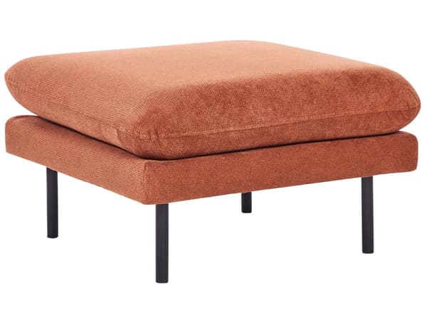 Fotpall Guldbrun Chenille Fyrkantig Sittpuff Metallben Glamourös Stil Vardagsrum