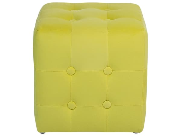 Fodskammel Gul Velour Cube Puf-knap Tuftet polstri