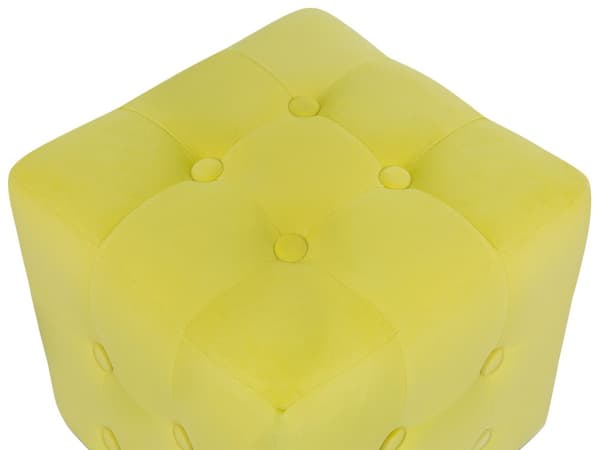 Fodskammel Gul Velour Cube Puf-knap Tuftet polstri