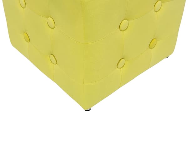 Fodskammel Gul Velour Cube Puf-knap Tuftet polstri