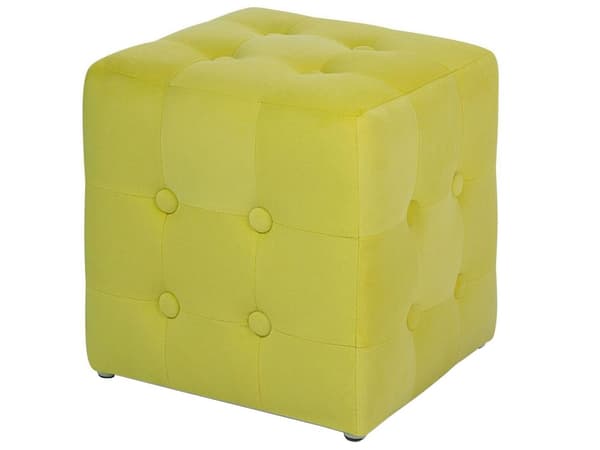 Fodskammel Gul Velour Cube Puf-knap Tuftet polstri