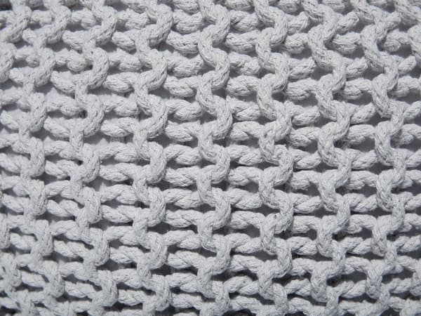 Puf Lysegrå strikket bomuld EPS perler fyld Rund lille Fodskammel 40 x 25 cm