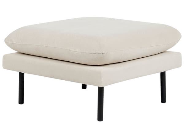 Ottoman Fodskammel Beige Polyester 70 x 70 cm Skammel med Stof Klassisk Moderne Puf med Ben Stueindretning