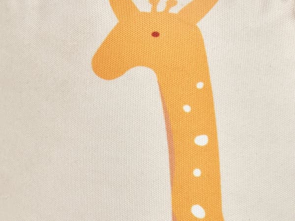 Puf beige bomuld 45 x 25 cm girafmønster kvaster rund håndlavet børneboho Børneværelse