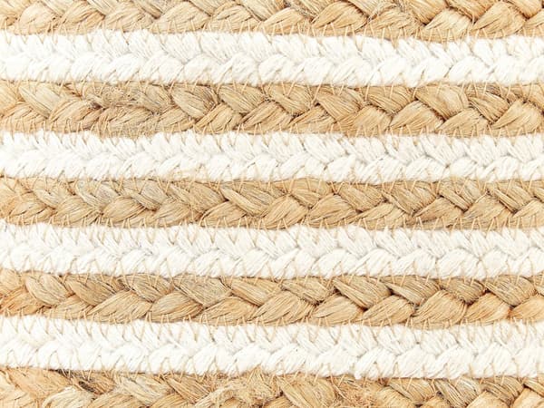 Puff Flätad Beige Jute 40 x 40 x 40 cm Rund Boho Stil Heminredning Vardagsrum Sovrum