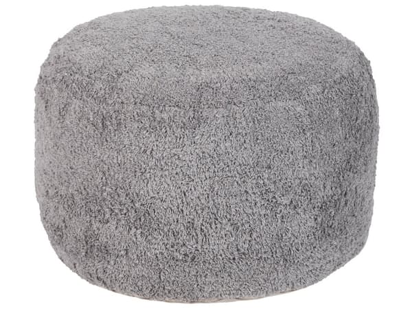 Puff Grå Bomull 50 x 35 cm Lurvig Dekorativ Sits Handgjord Boho Modern Stil Vardagsrum Sovrum