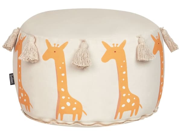 Puff Beige Bomull 45 x 25 cm Giraffmønster Dekorativt sete Håndlaget Boho Moderne Stil Stue Soverom