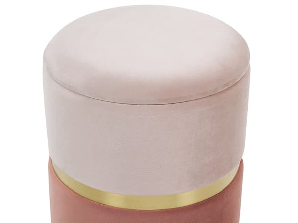 Set med 2 sittpuffar med förvaring Rosa Polyester Sammet Fotpall Retrodesign