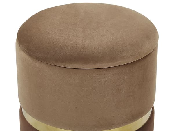 Set med 2 sittpuffar med förvaring Mörkbrun Polyester Sammet Fotpall Retrodesign