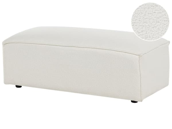 Ottoman Hvit Boucle Polstring Fotstøtte Fotskammel Puff Minimalistisk stil