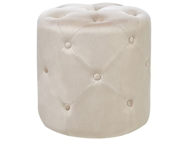 Rund Tuftad Beige Schäslong Sittpuff Fotpall Chesterfield
