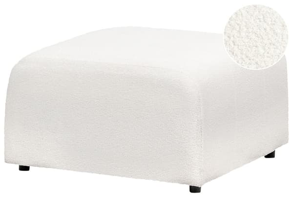 Ottoman Hvit Boucle Polstring Fotstøtte Fotskammel Puff Minimalistisk Stil