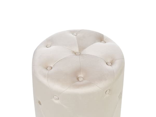 Rahi vaalea beige sametti verhoiltu puu ⌀ 40 x 40 cm pyöreä napitettu retro glamour tyyli