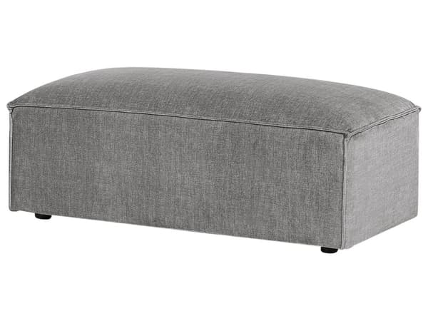 Ottoman Fodskammel Grå Polyester 88 x 88 cm Skammel med Stof Moderne Puf med Ben Stueindretning
