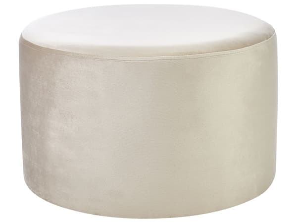 Puf Beige Polyester Velour Træ ø 61 cm Glam Moderne Design Rund Fodskammel Skammel Fodstøtte Boligindretning Stue Soveværelse Børneværelse
