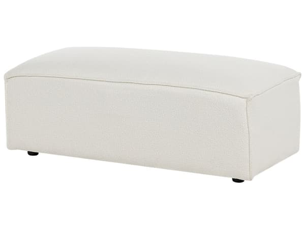 Ottoman Fodskammel Hvid Boucle 88 x 88 cm Skammel med Stof Moderne Puf med Ben Stueindretning