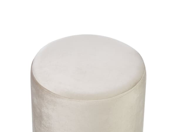 Rund Puff Beige Sammet Fotpall