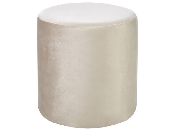 Rund Puff Beige Sammet Fotpall