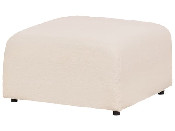 Ottoman Fodskammel Beige Boucle 74 x 75 cm Skammel med Stof Moderne Puf med Ben Stueindretning