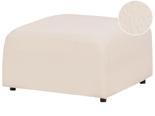 Ottoman Fodskammel Beige Boucle 74 x 75 cm Skammel med Stof Moderne Puf med Ben Stueindretning