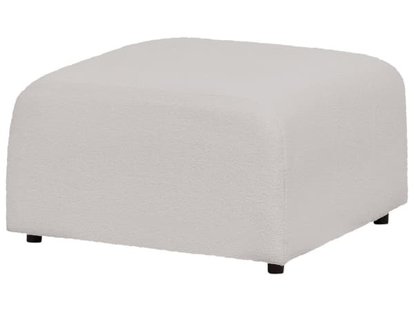 Ottoman Fodskammel Lysegrå Boucle 74 x 75 cm Skammel med Stof Moderne Puf med Ben Stueindretning
