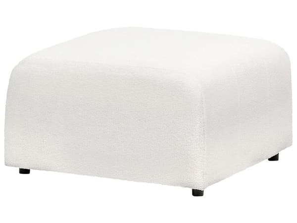 Ottoman Fodskammel Hvid Boucle 74 x 75 cm Skammel med Stof Moderne Puf med Ben Stueindretning