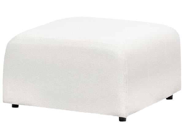 Ottoman Fodskammel Hvid Boucle 74 x 75 cm Skammel med Stof Moderne Puf med Ben Stueindretning